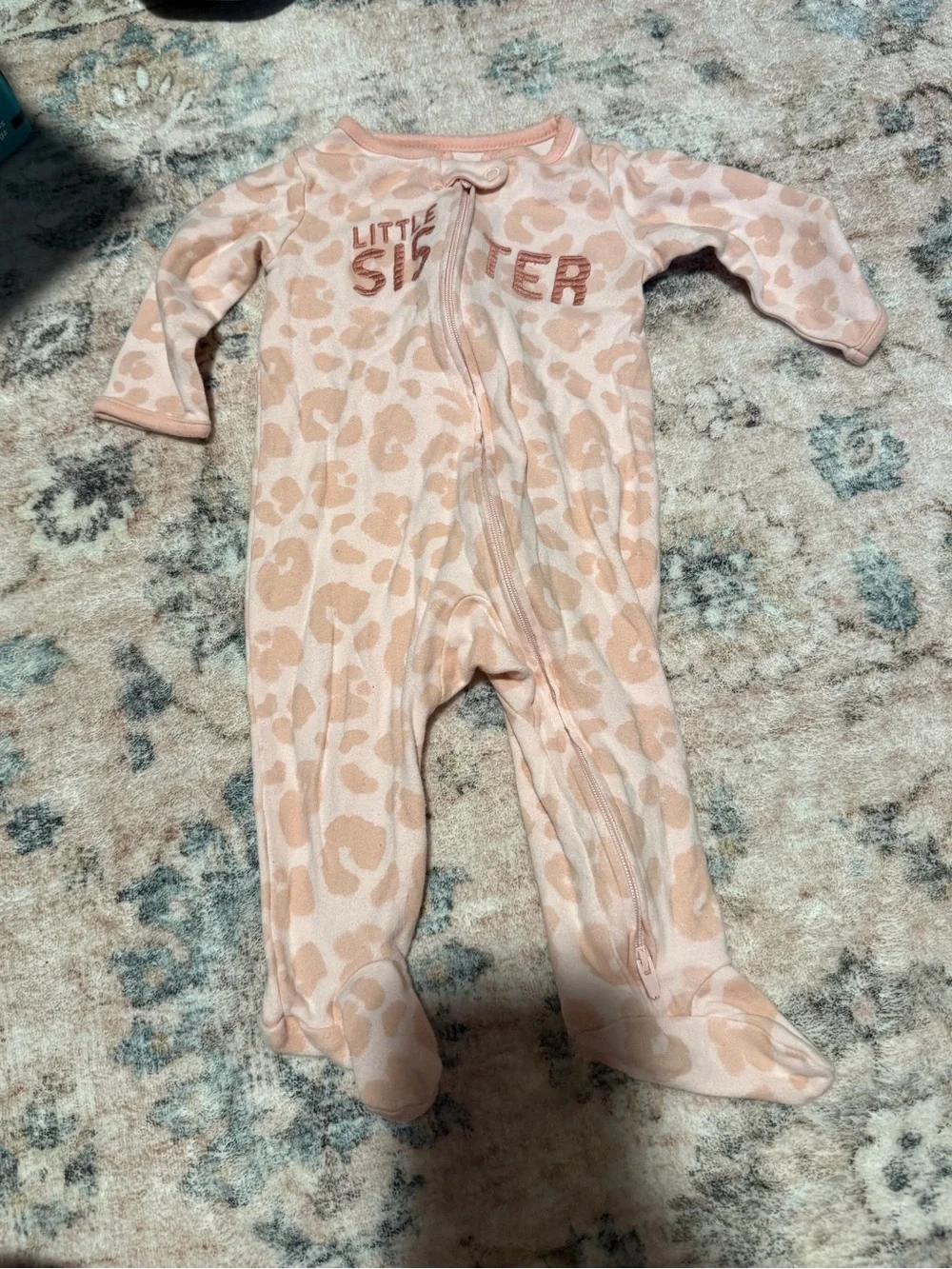 Carter's Peach Leopard 'Little Sister' Footed One-Piece